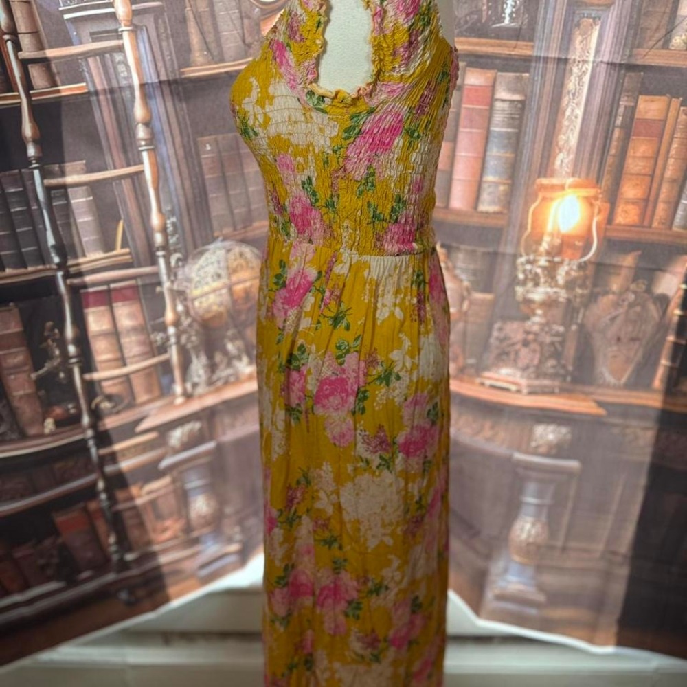 Yellow Lark & Grey Floral Maxi Dress - Picture 5 of 7